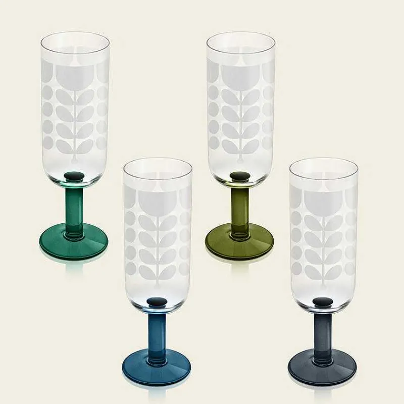 Orla Kiely Glassware-Formal Champagne Glass Set Of 4