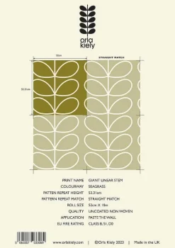 Orla Kiely Wallpaper-Giant Linear Stem Seagrass Wallpaper