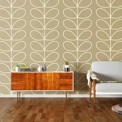 Orla Kiely Wallpaper-Giant Linear Stem Stone Wallpaper