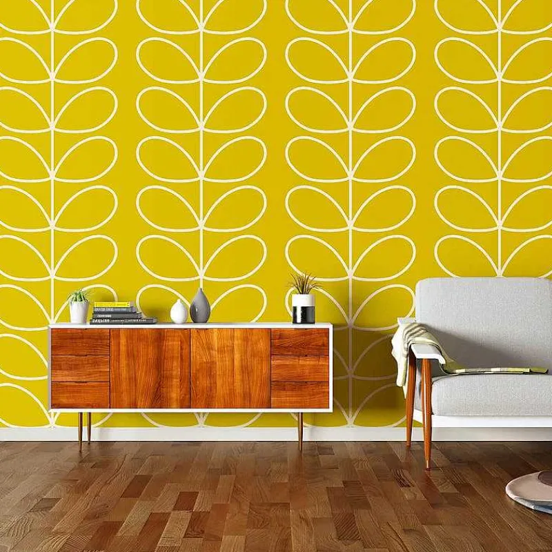 Orla Kiely Wallpaper-Giant Linear Stem Sunflower Wallpaper