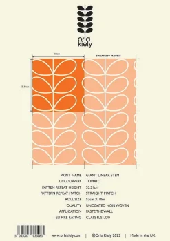 Orla Kiely Wallpaper-Giant Linear Stem Tomato Wallpaper