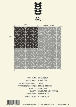 Orla Kiely Wallpaper-Linear Stem Charcoal Wallpaper