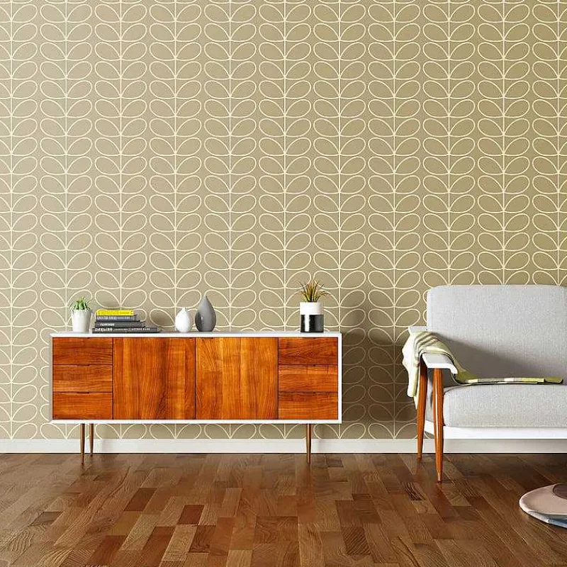 Orla Kiely Wallpaper-Linear Stem Stone Wallpaper