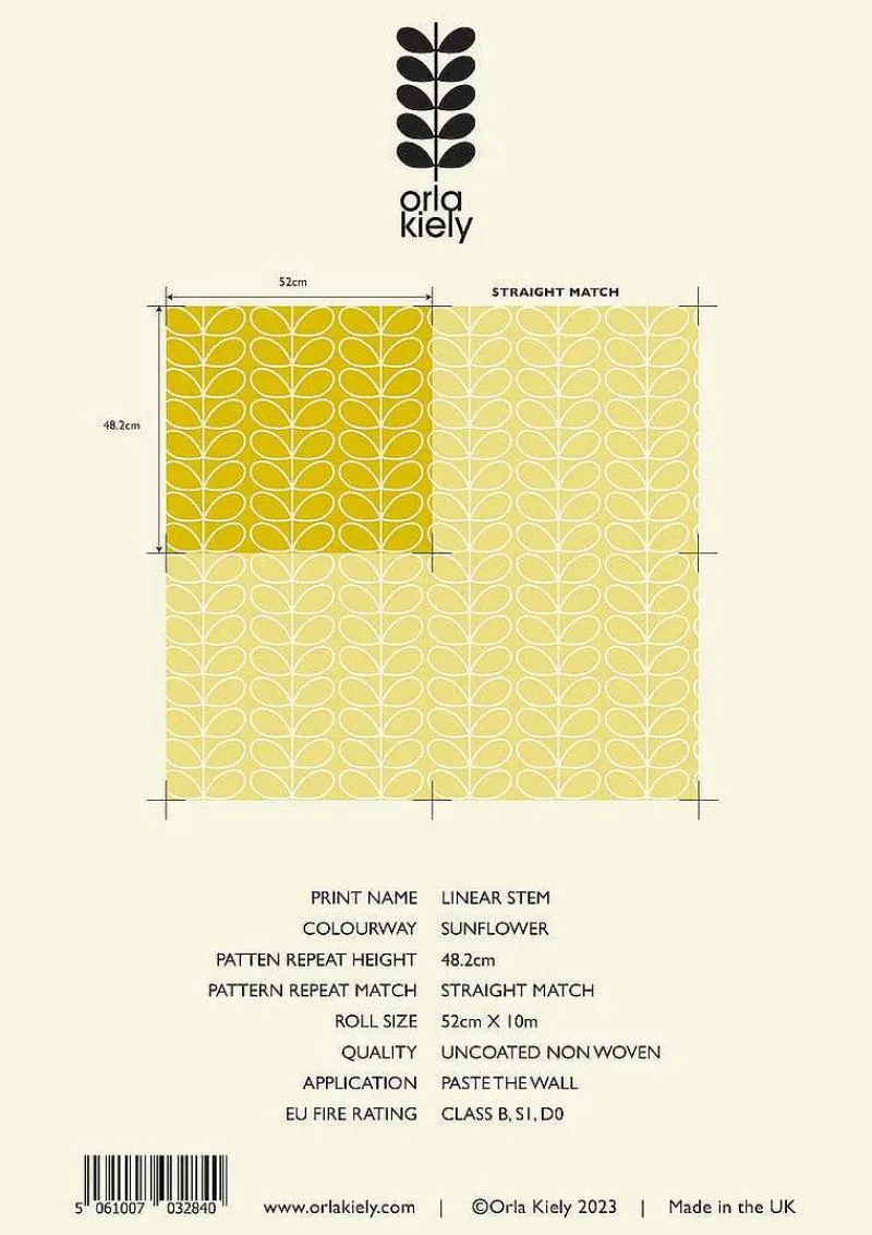 Orla Kiely Wallpaper-Linear Stem Sunflower Wallpaper